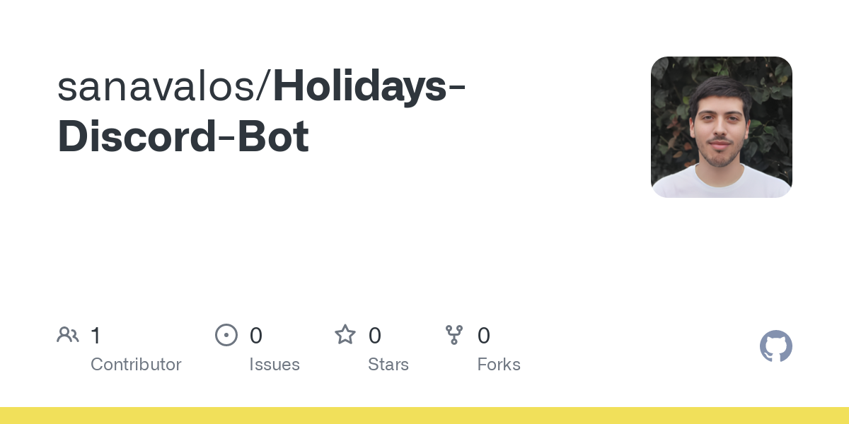 Holydays discord bot github preview.
